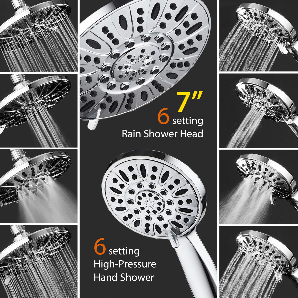7" Premium High Pressure 3 (1.8 Gallons Per Minute / Chrome)