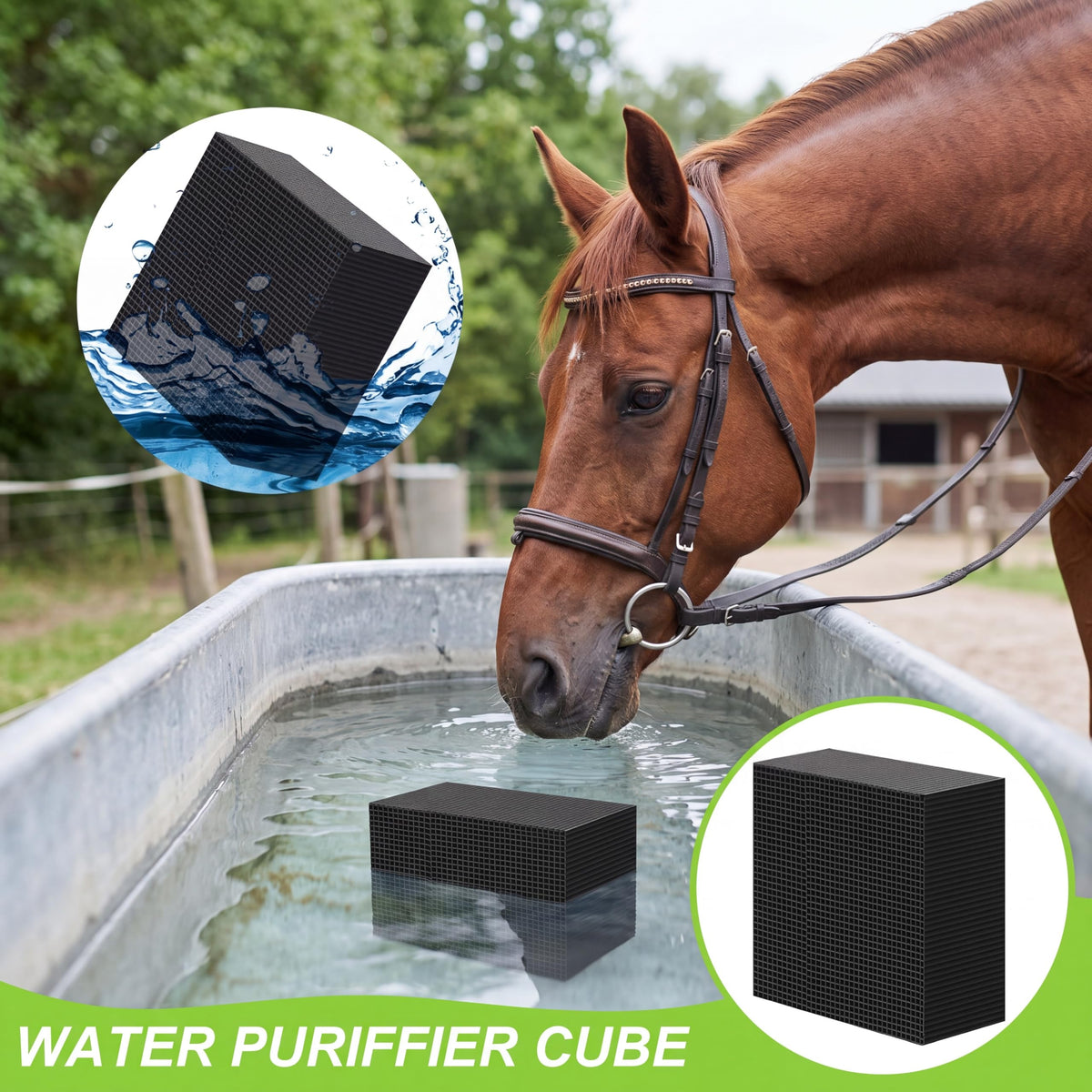 8 Pcs 4x4x2 Inch Carbon Filter Cube for Pond Horse Tank