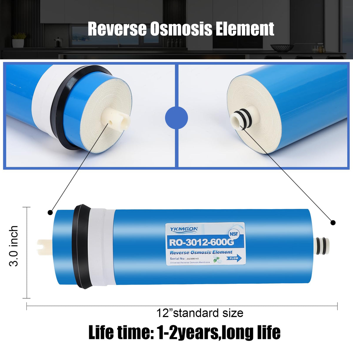 2Pack 600 GPD 3.0"x12" Reverse Osmosis Membrane Element (600G / 2 PACK without housing)