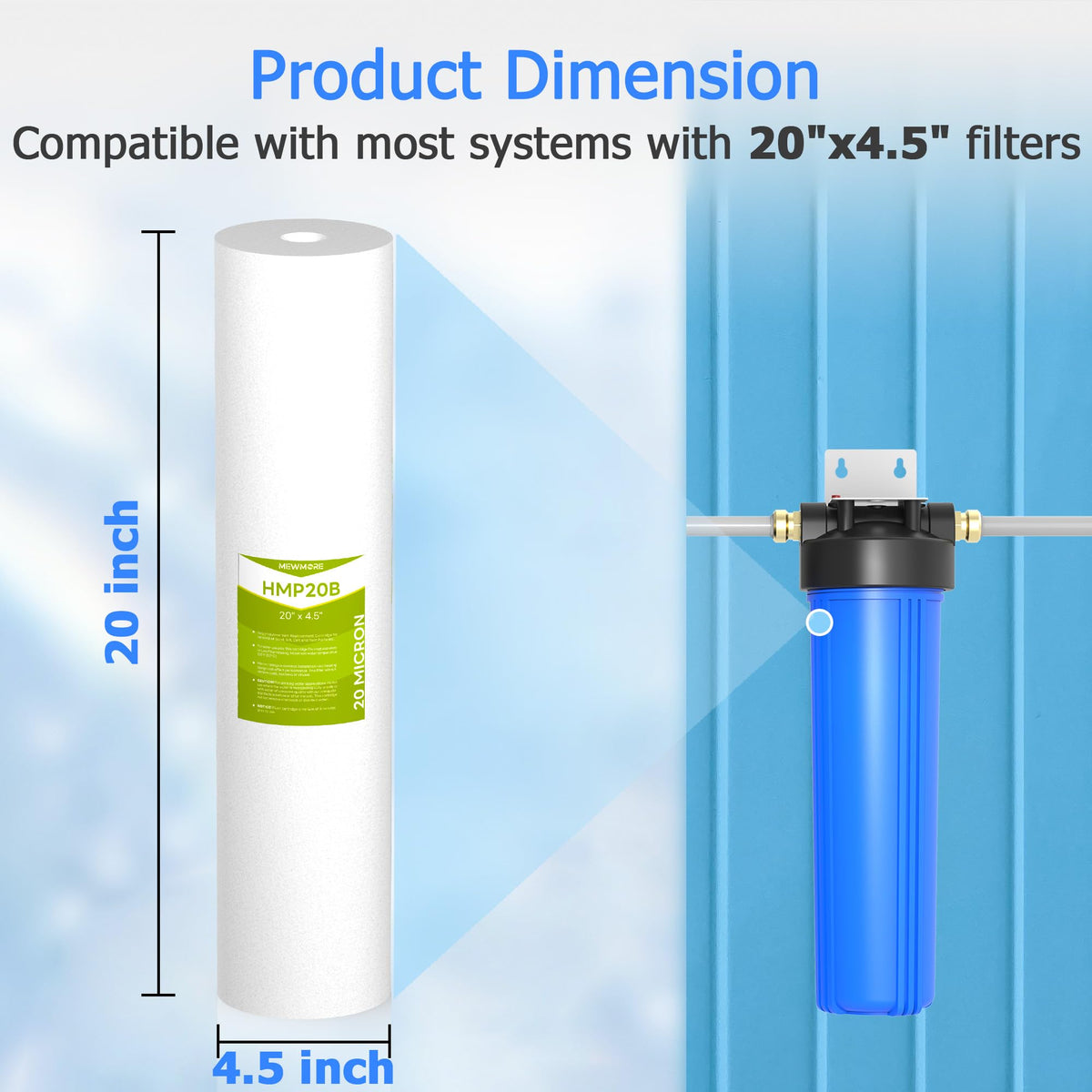 20 Micron 20" x 4.5" Whole House Sediment Filter Cartridge (20 Micron)