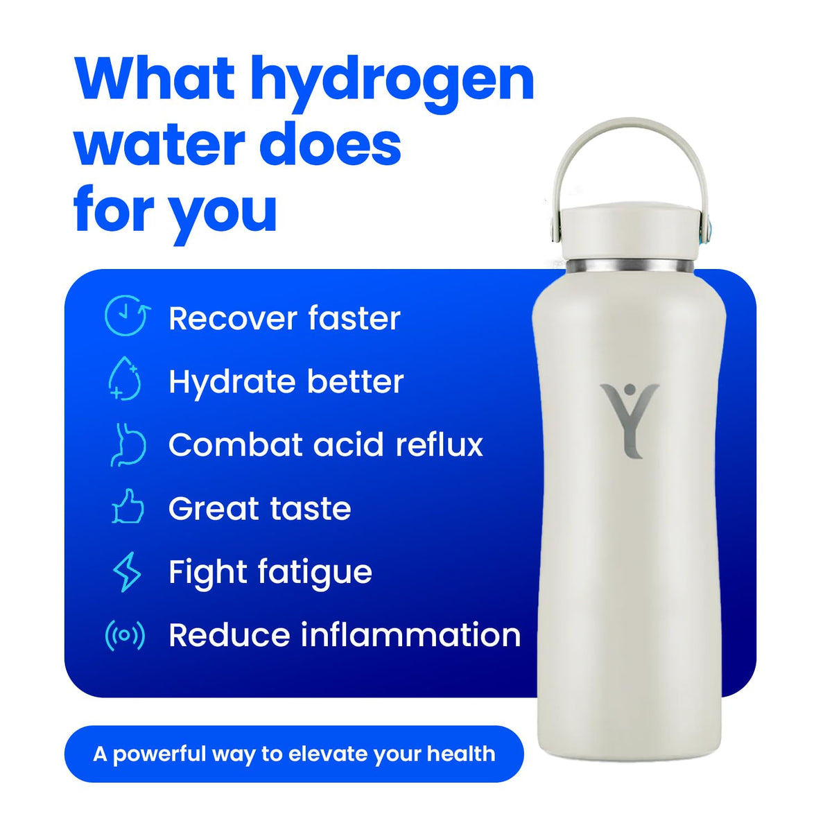DYLN Hydrogen Water Bottle 40 oz Black Stainless Steel Alkaline Water (Black / 1.2 L)