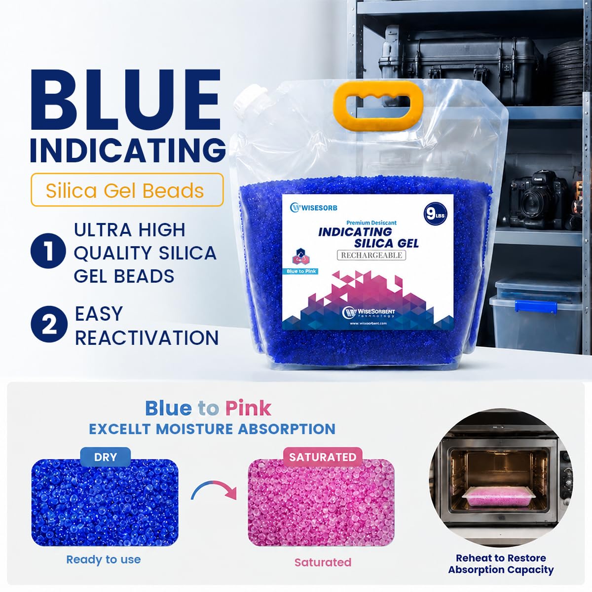 Net 9LBS Blue Indicating Silica Gel Beads Desiccants (9LBS)