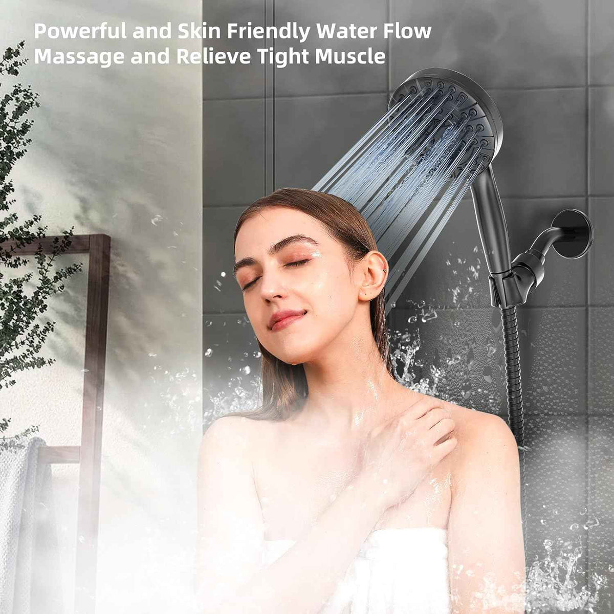 9 Functions High Pressure Handheld Shower Head with Power Wash (9 Functions / Matte Black)