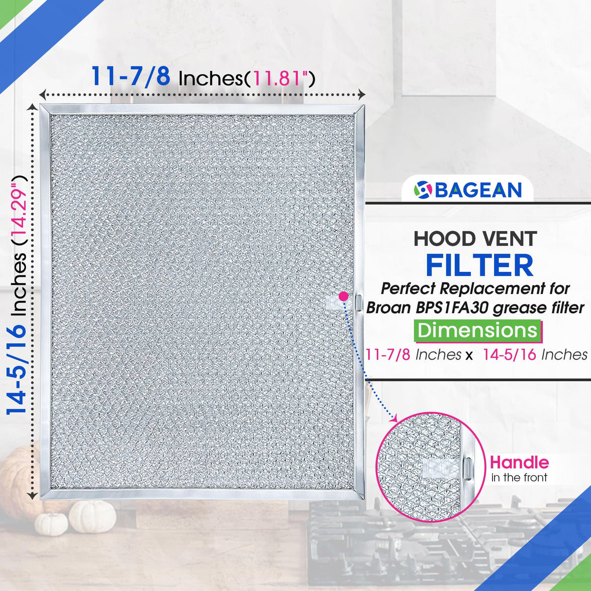 Stove Vent Filter 11.8x14.3" BPS1FA30 Fits Nutone Broan Range Hood Filter