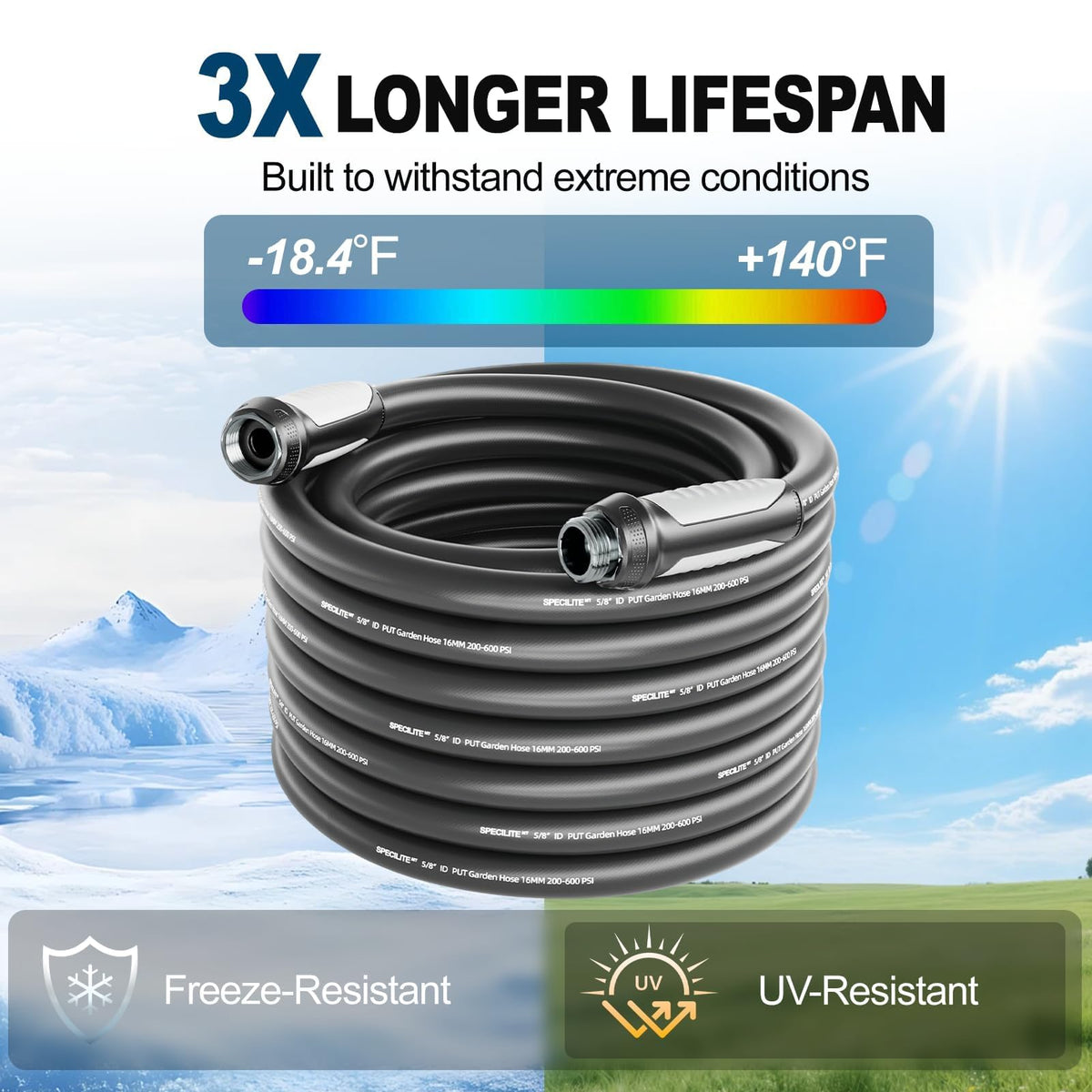 Garden Water Hose 100 ft x 5 (Black / 100 FT)