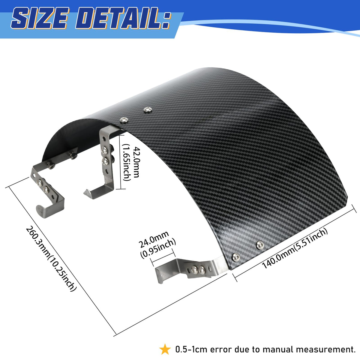 PTNHZ Universal Stainless Steel Air Intake Filter Cover Heat Shield Fits for 2.5 (Cover 2.5"-3.5" Carbon Fiber)