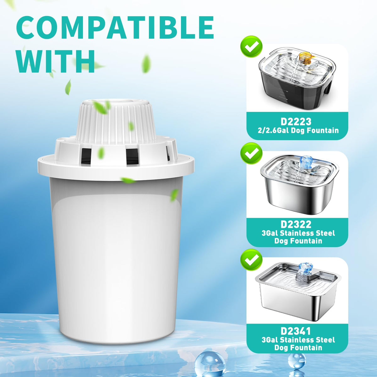 Dog Water Fountain Filters Replacement 4 Pack