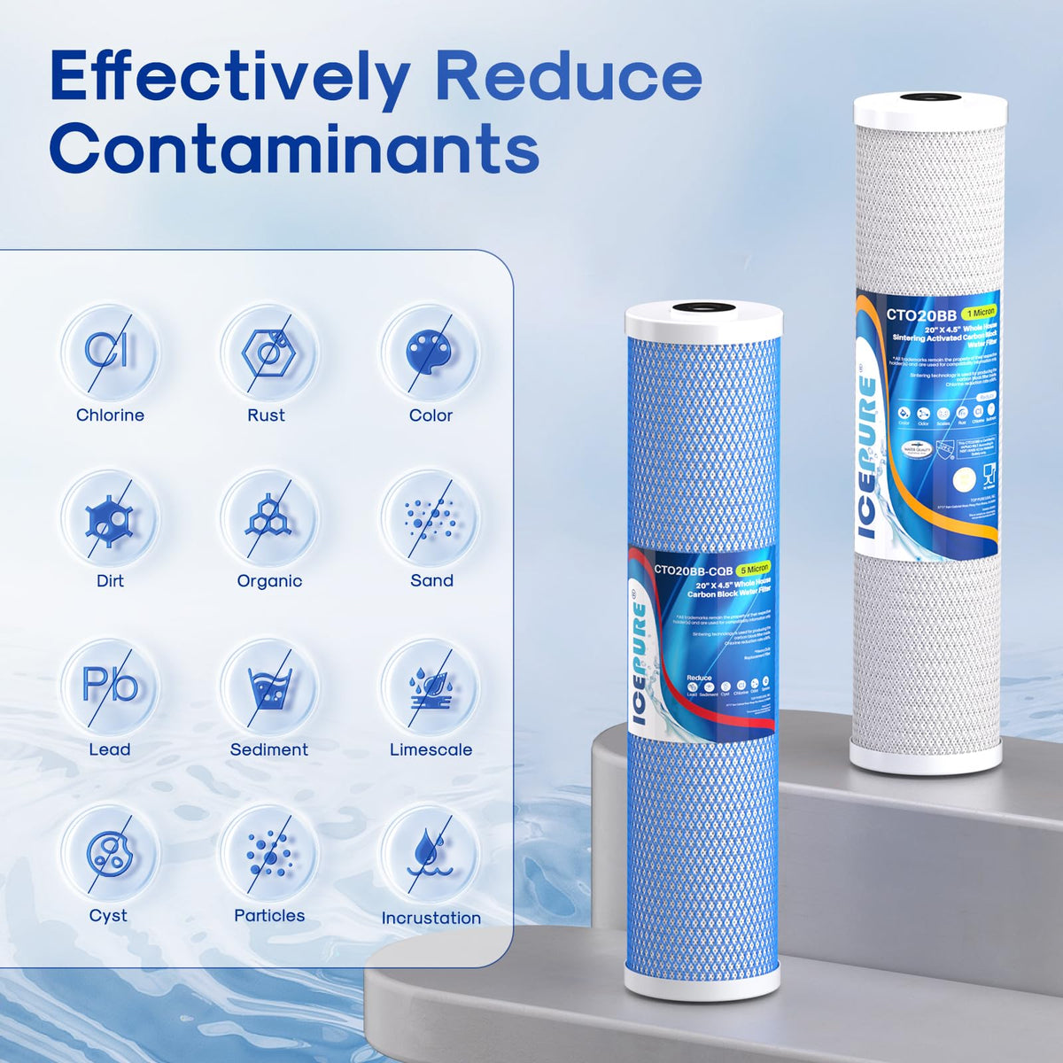 4.5"x 20" Whole House Water Filter Lead Removal Combo Set