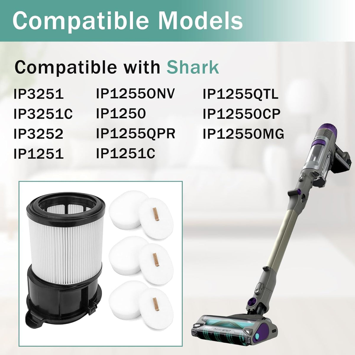 IP1251 IP3251 HEPA Filter Replacement for Shark Cordless PowerDetect Clean (Shark IP3251 Filter)