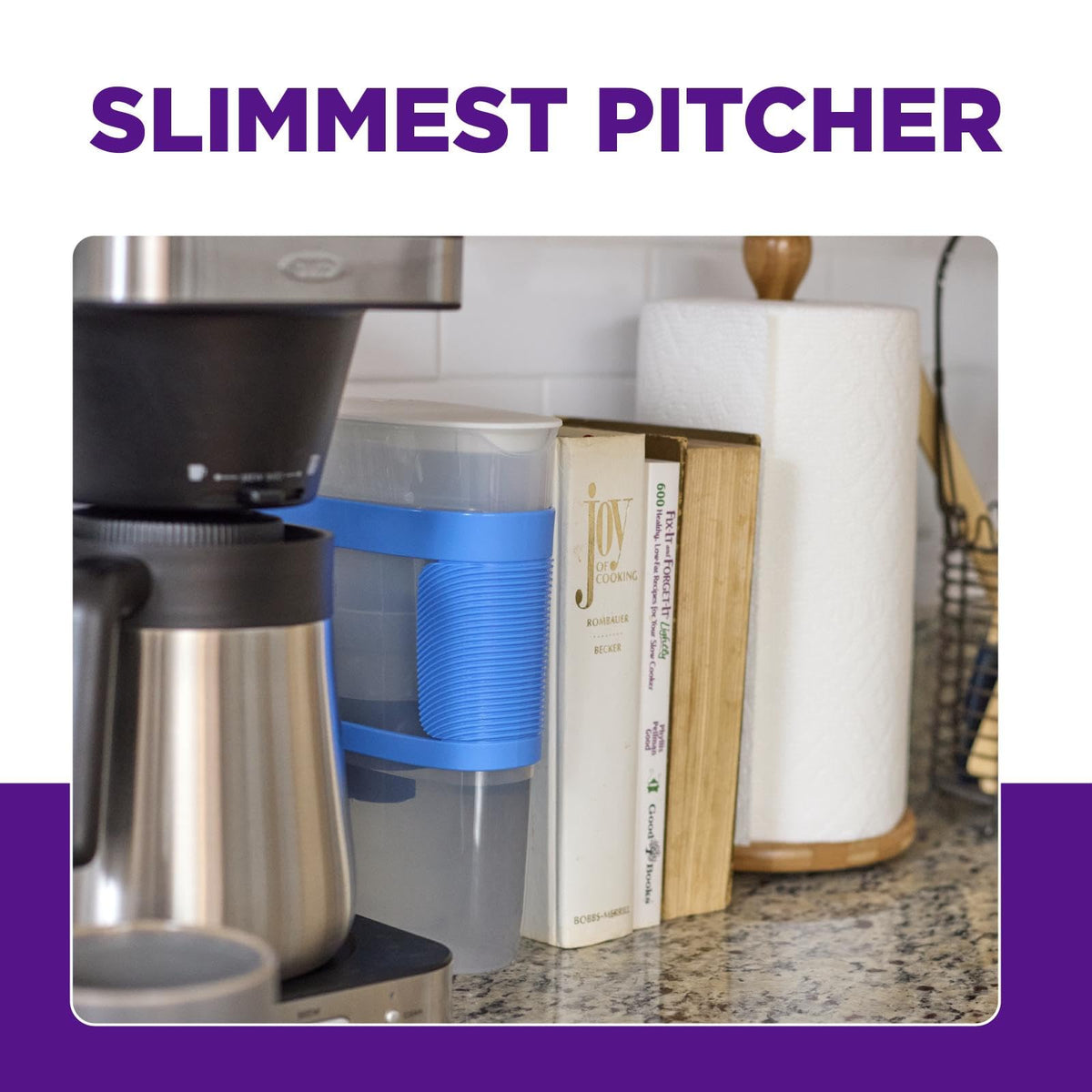 Slim 8 Cup Water Filter Pitcher (Violet)