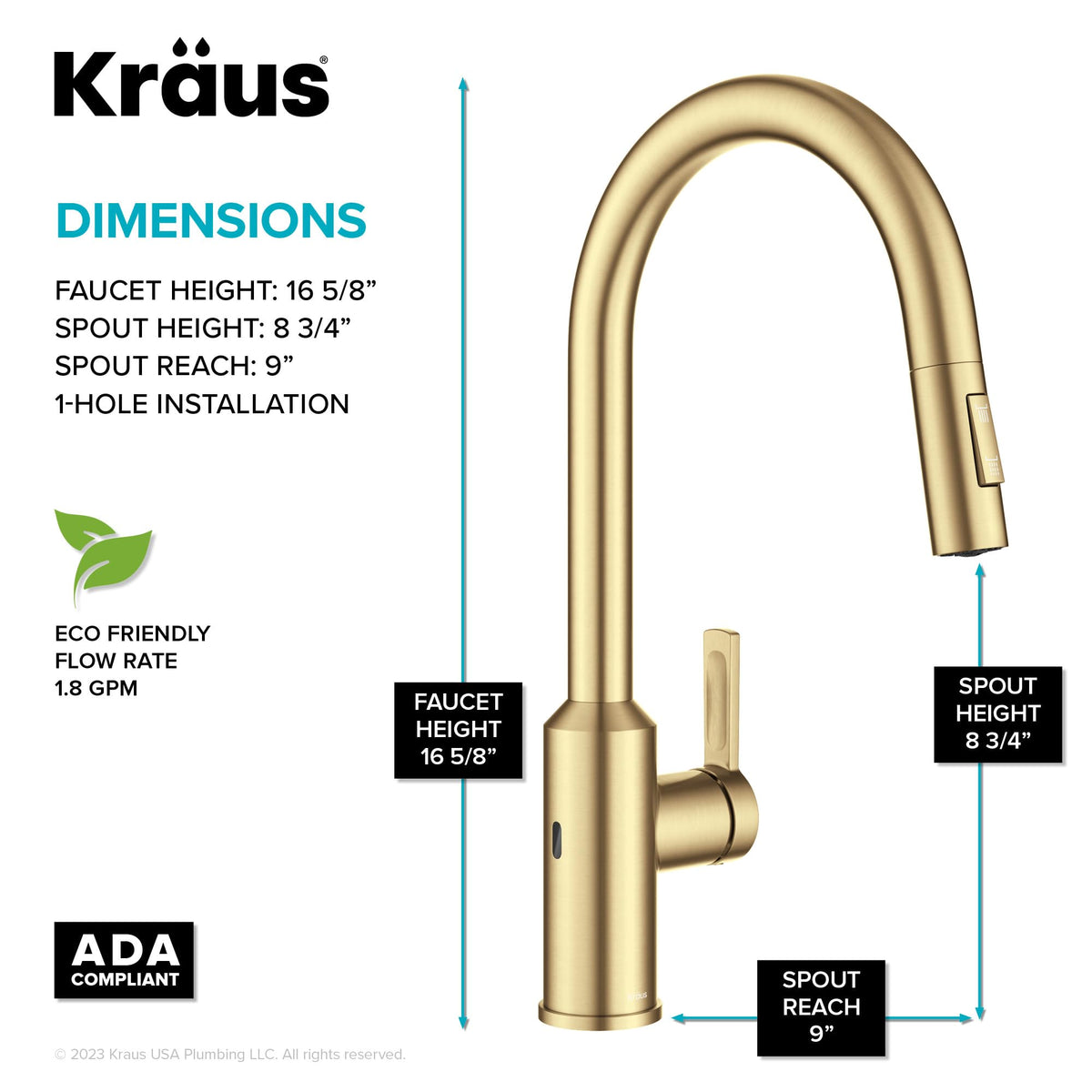 Brushed Brass Touchless Pull Down Kitchen Faucet KSF (Pull Down Touchless Faucet / Brushed Bronze)
