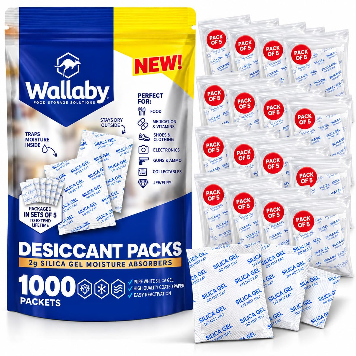 2g Food Safe Desiccant Packets for Moisture Control (2 Gram)