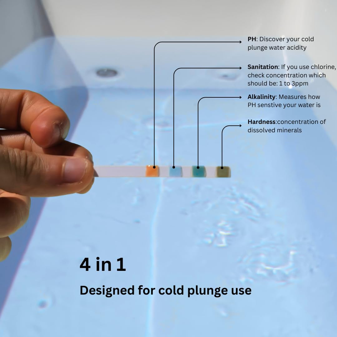 4-in-1 Cold Plunge Comprenhensive Water Quality Test Strips, Smart QR Code Testing. 100 Test-Strips