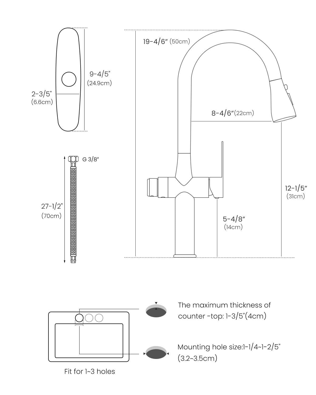 Black Kitchen Faucet with Water Filter (Black Matte)