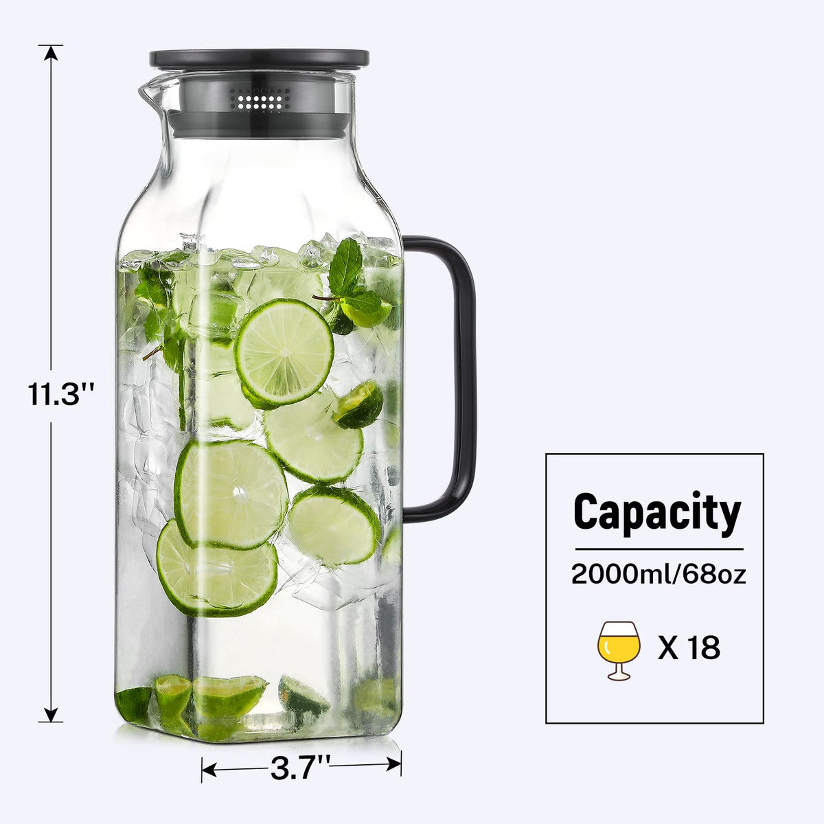 2 Pack 2 Liters (68 oz Black)