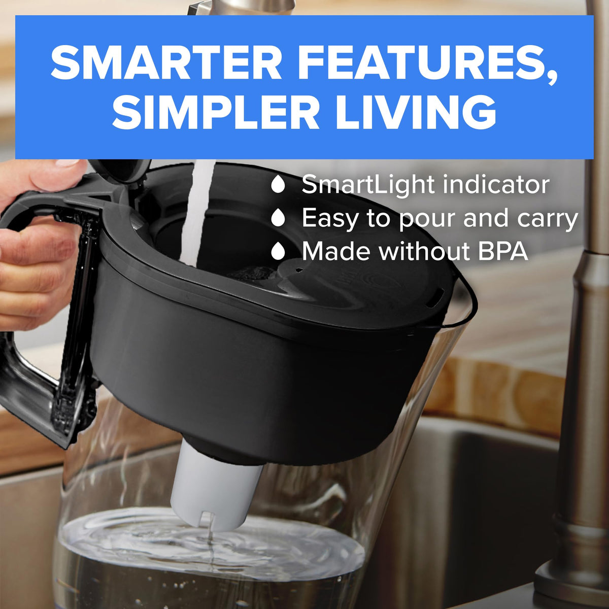 Large 10 Cup Water Pitcher Dispenser (Blue)