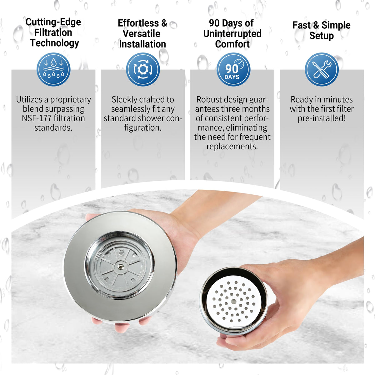 Shower Head with Filters (SF-Brushed Steel)