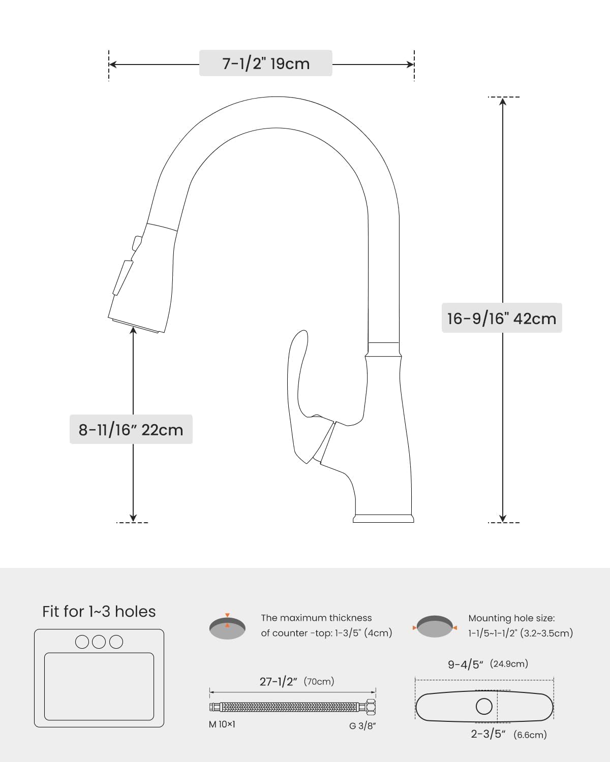 Kitchen Faucet with Pull Down Sprayer Oil Rubbed Bronze (Oil Rubbed Bronze)