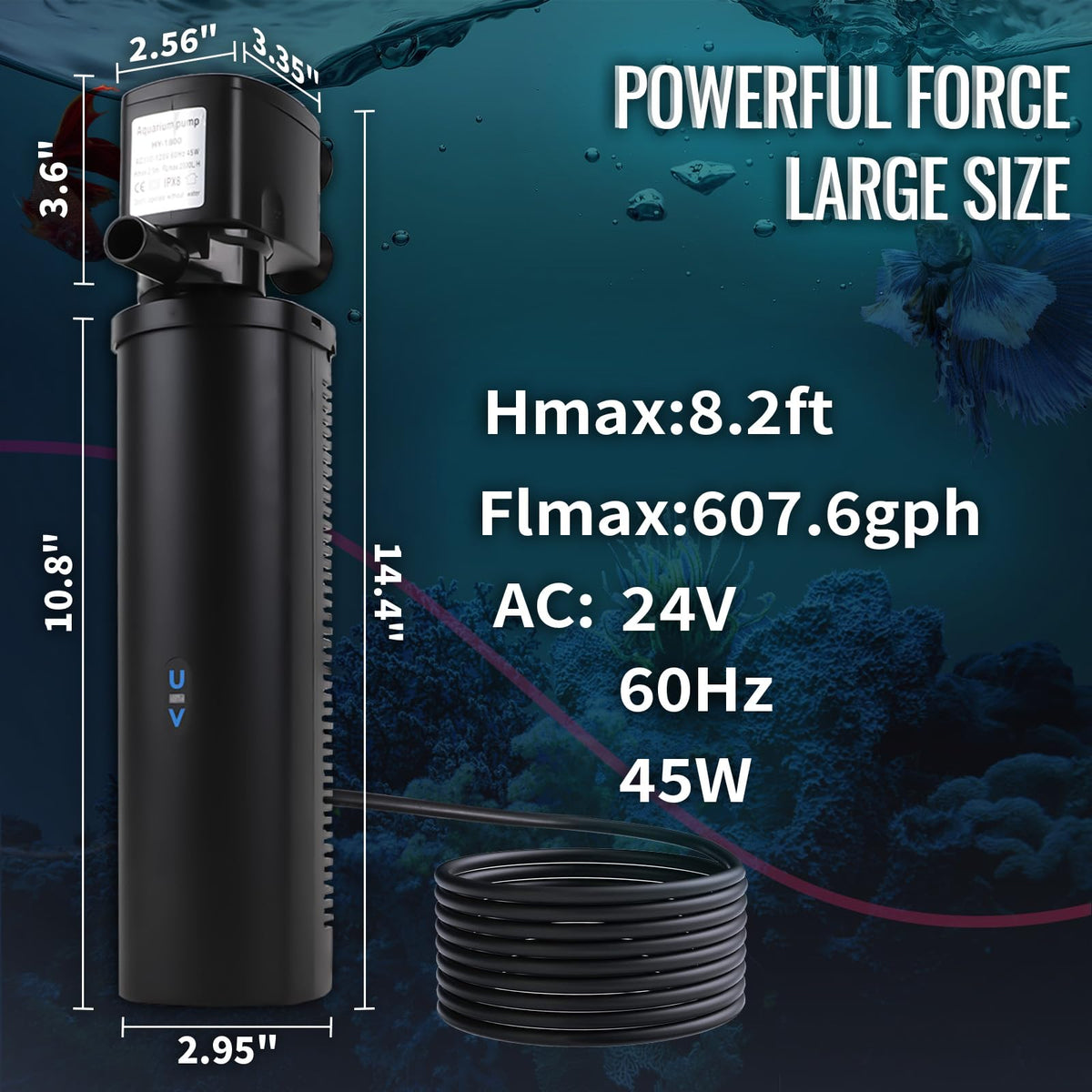 600GPH Cold Plunge Small Pool Filter with 24V DC Powerful Pump for or Up to 1000 Gal Cloudy Water Cleaner (24V DC Pump)
