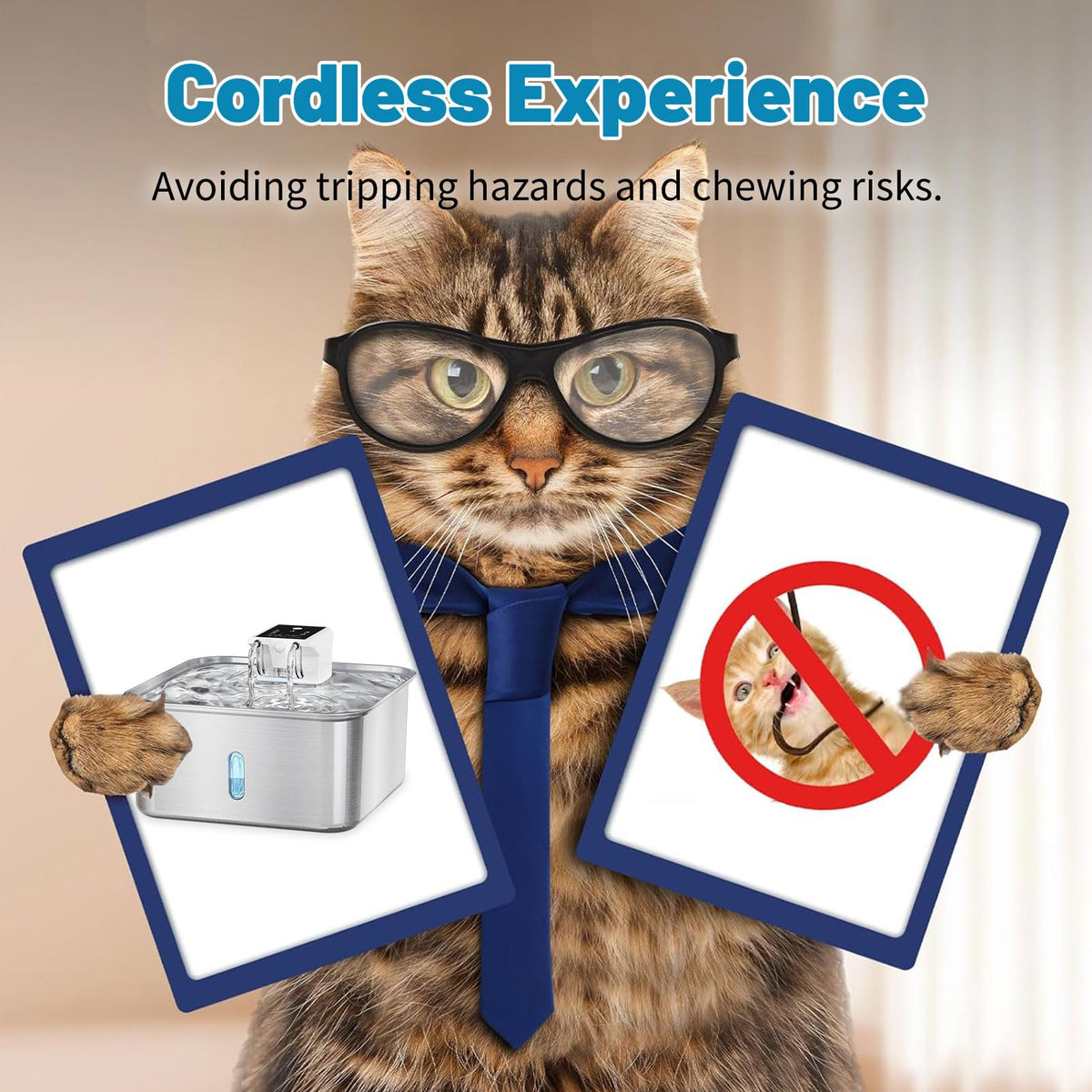 Wireless Dog Water Fountain (Square+5 Filters+5 Sponges)