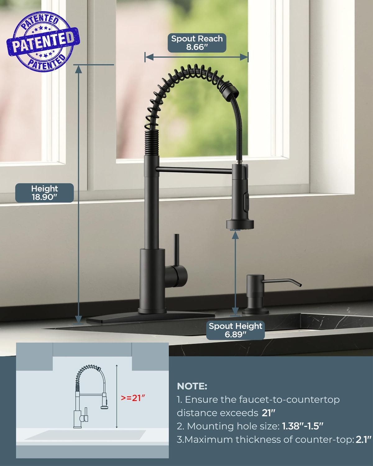 Black Kitchen Sink Faucet (Matte Black)