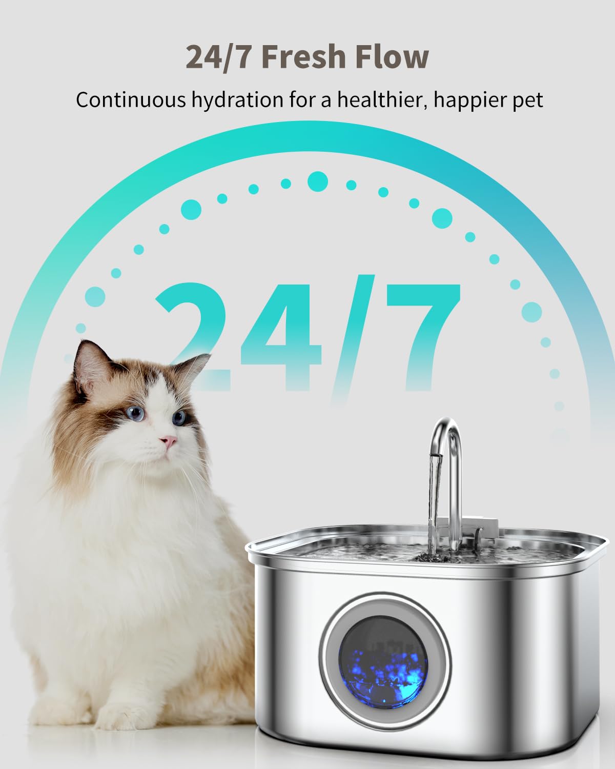 Stainless Steel Cat Water Fountain