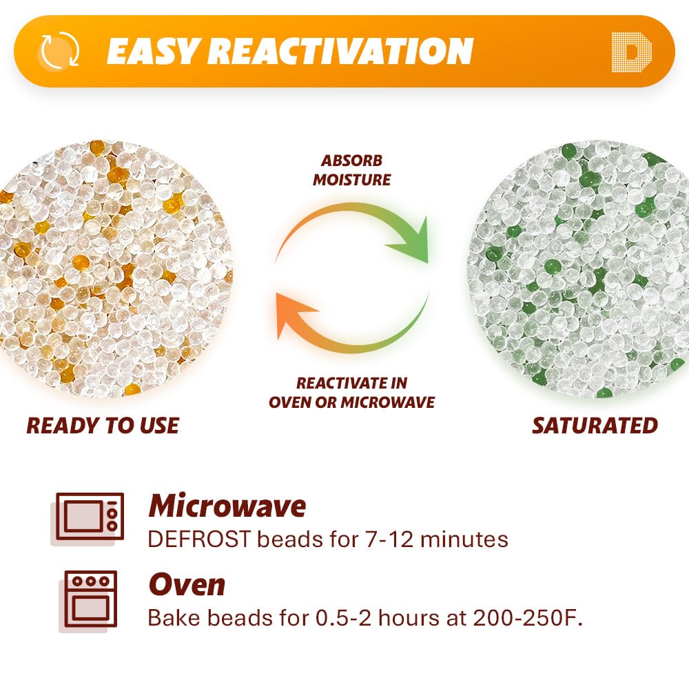 Dry & Dry" [1 Quart] Premium Orange Indicating Silica Gel Desiccant Beads (Orange / 1.9 LBS)