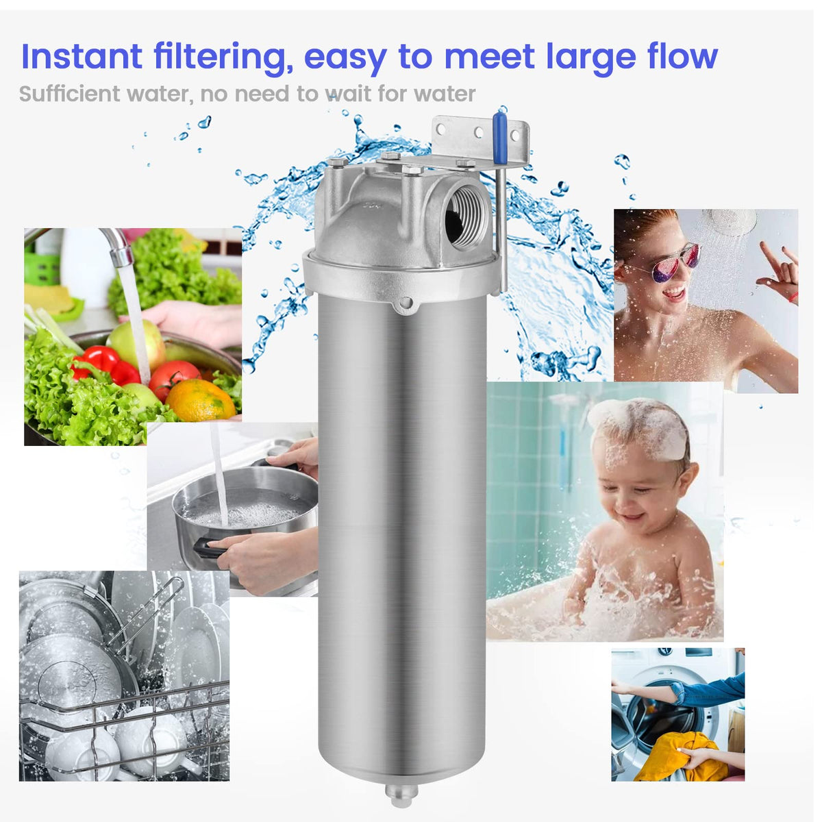 NSF ANSI 42 Stainless Steel Whole House Water Filter Housing (10" C Housing-1NPT)