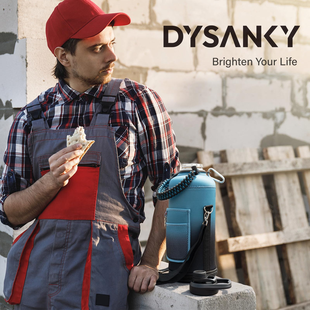 Insulated Water Bottle with Portable Carrier Bag for Outdoor 87 oz (Denim/Black / 87 Ounces)