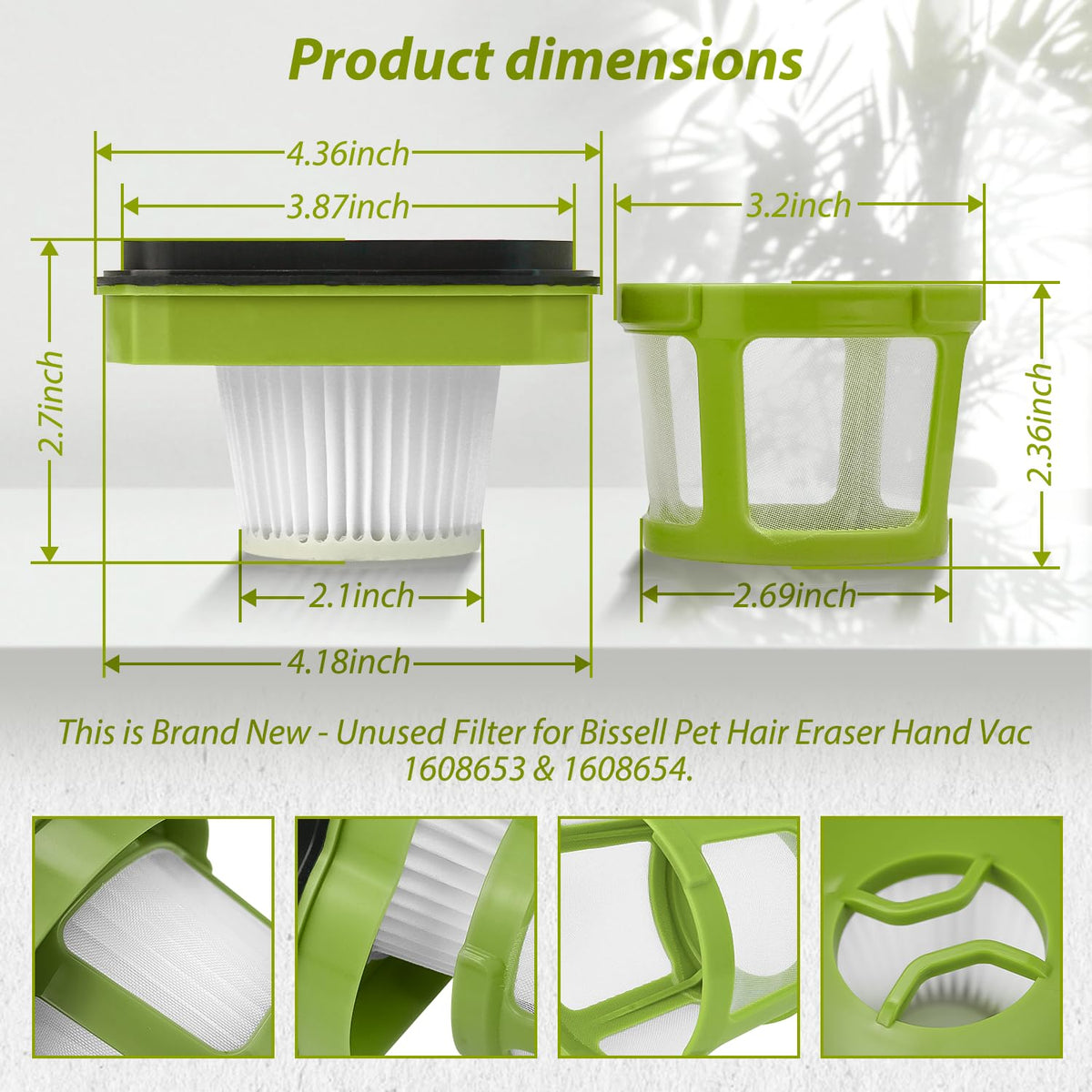 Replacement Vacuum Filter for Bissell Pet Hair Eraser Hand Vacuum Cleaner Models 1782 17823 Replaces Part Numbers 160
