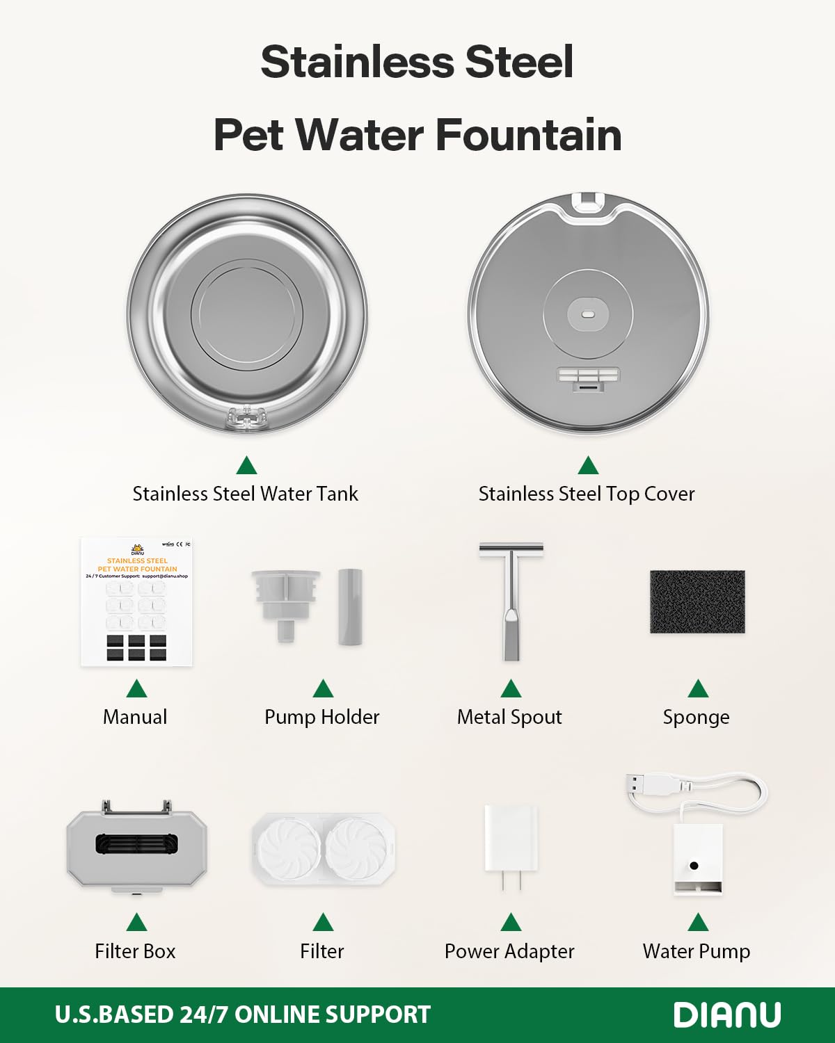 Stainless Steel Cat Water Fountain