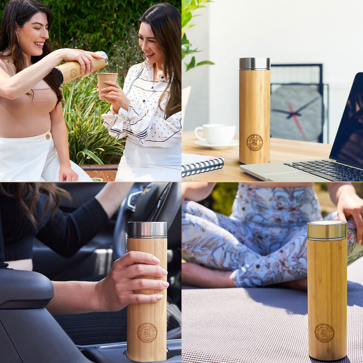 Premium Bamboo Tea Tumbler with Infuser for Loose Leaf Tea (17 Ounces)