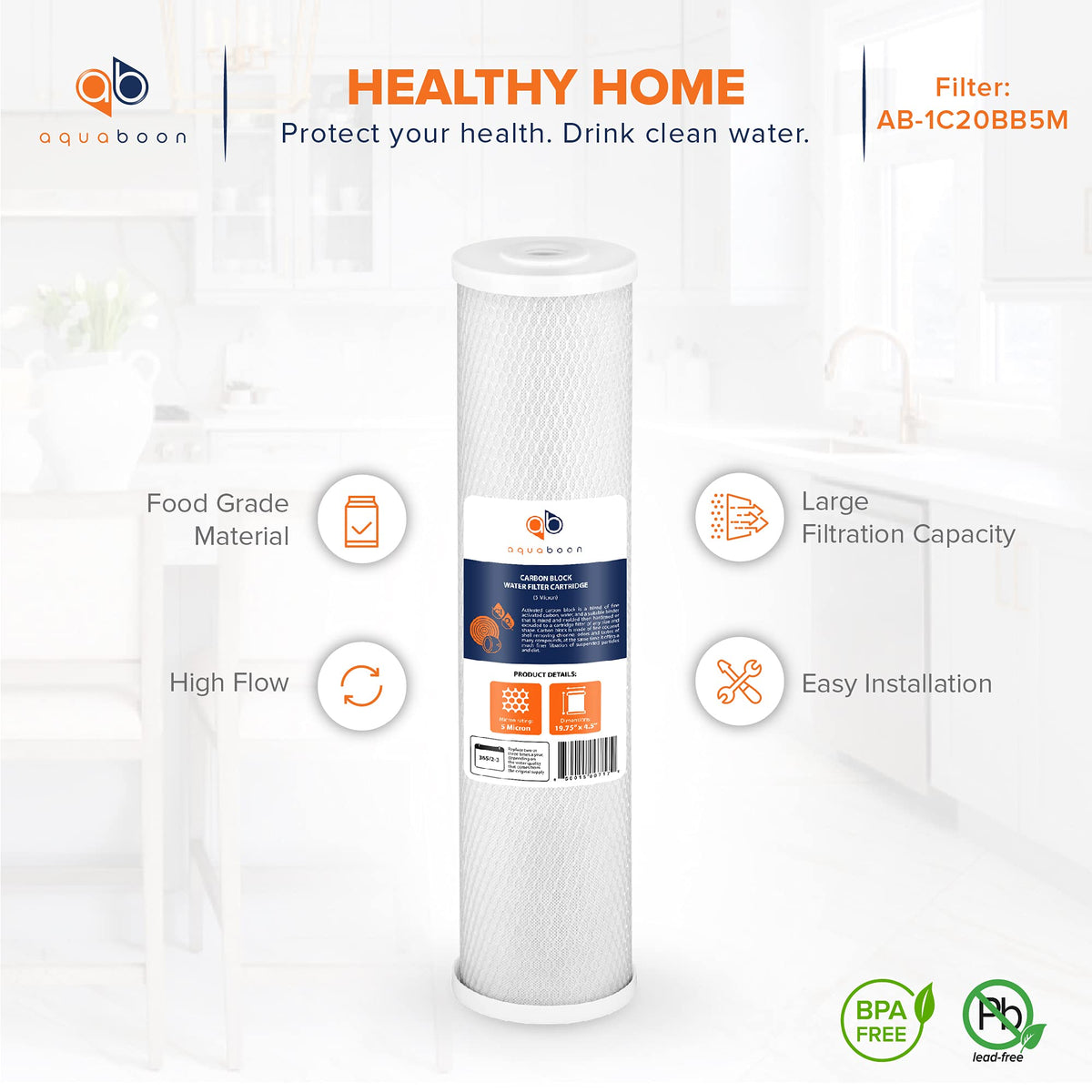 4.5 x 20 Carbon Block Filter Cartridge Large