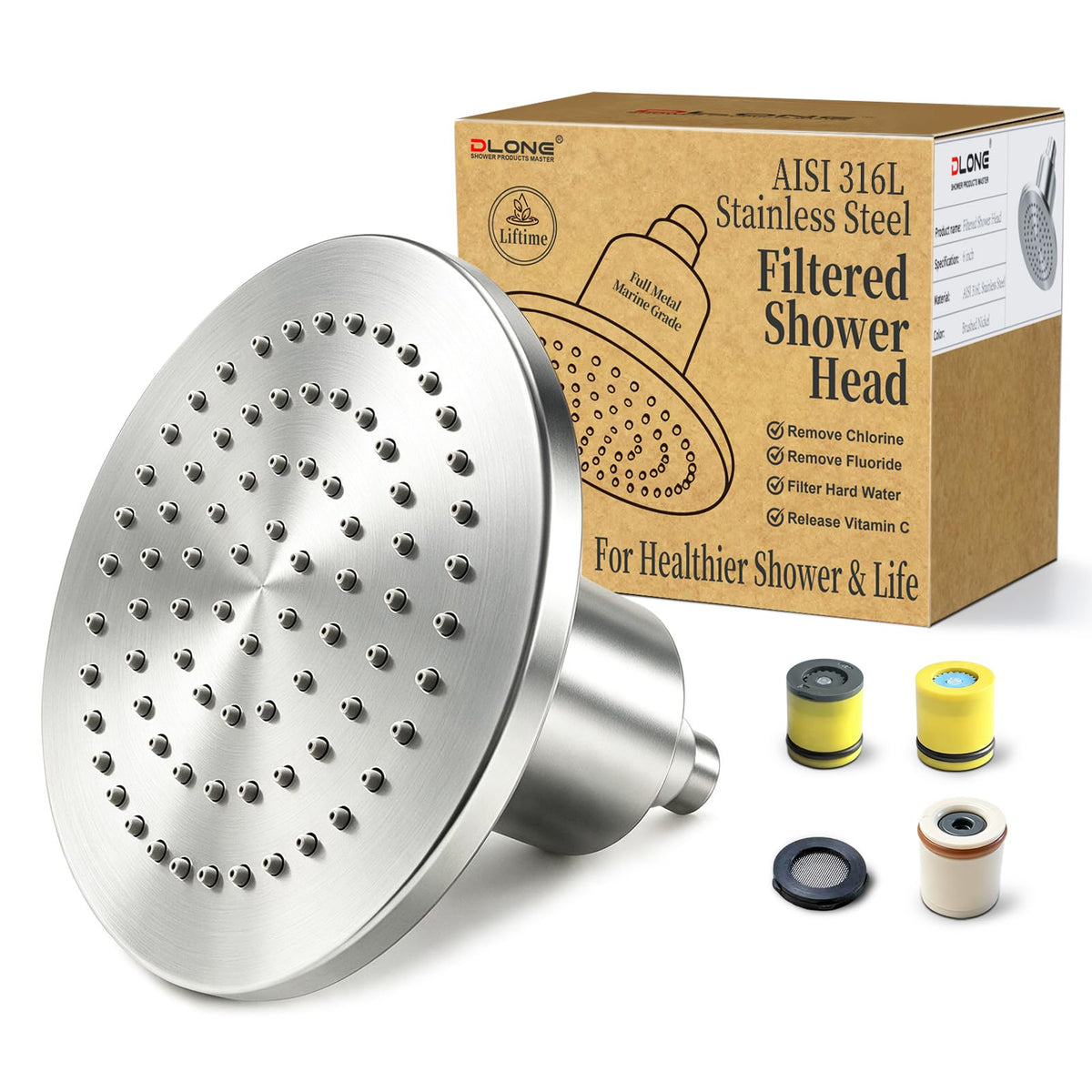 Filtered Shower Head with Filters (Brushed Nickel)