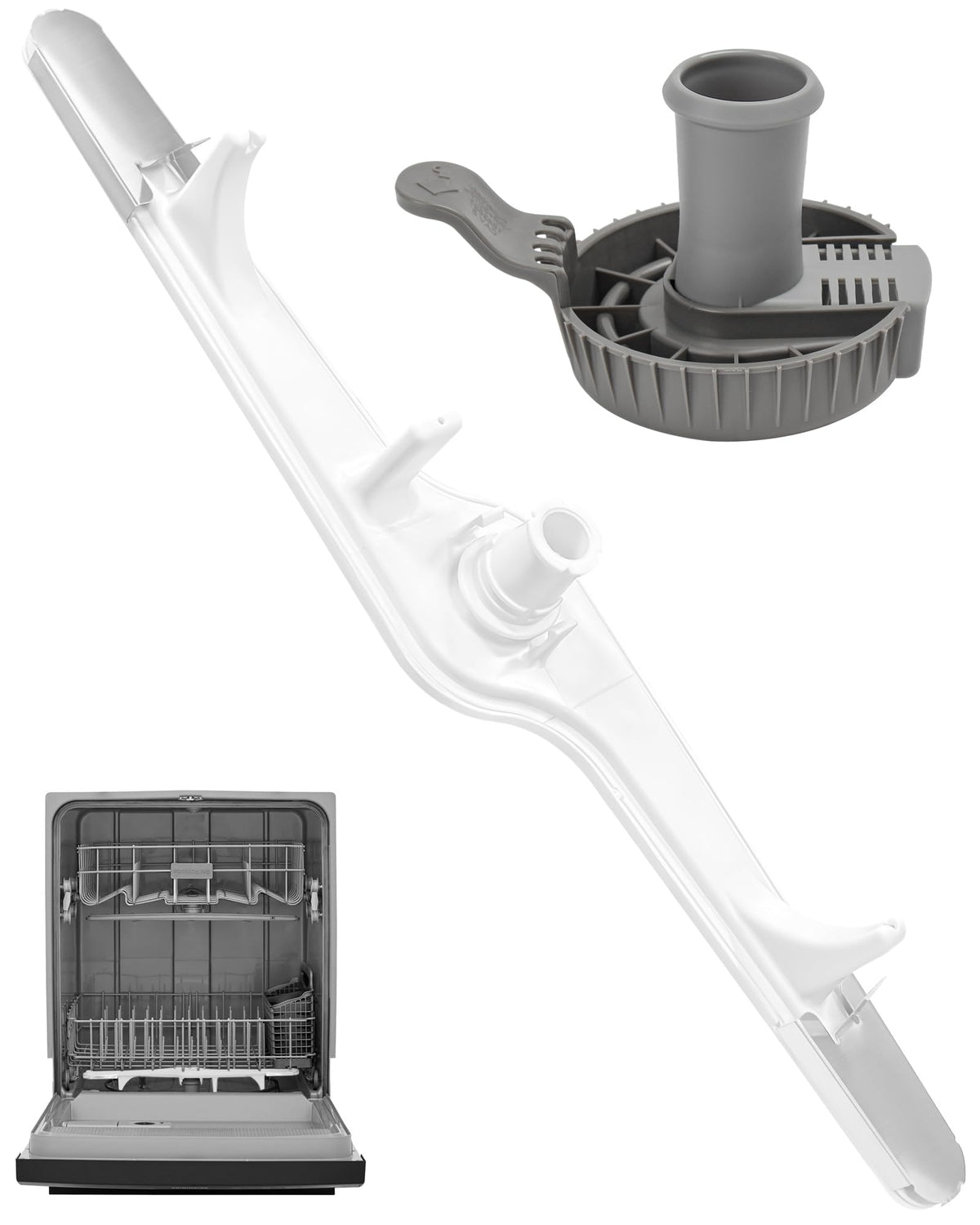 154568001 Dishwasher Lower Spray Arm Set Fits Frigidaire Electrolux Kenmore (White- 154568001 - 3 Pack Kit)