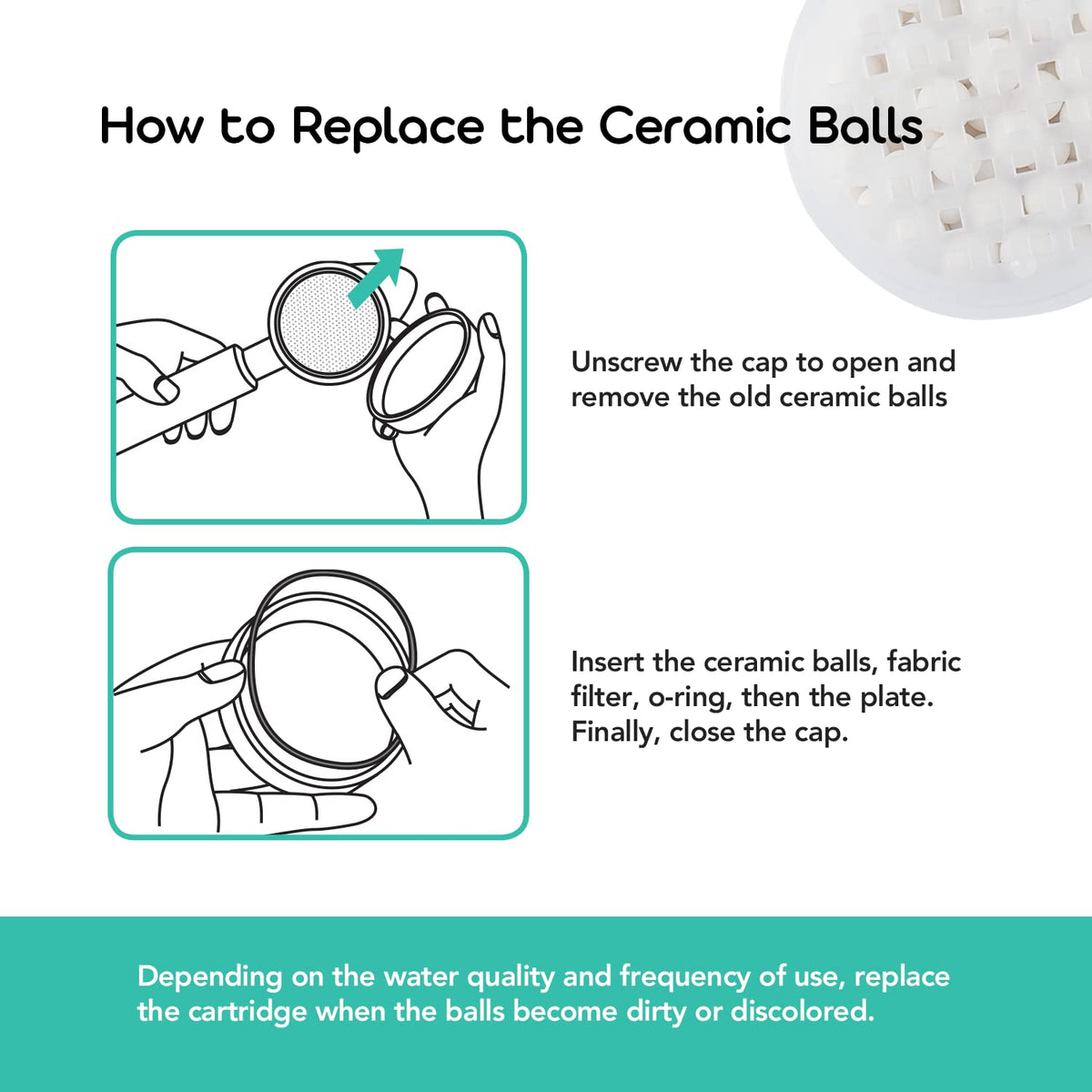 Fabric & Ceramic Ball Filters Set for Barumi Livo Kids Handheld Showerhead (Fabric Filter + Ceramic Balls)