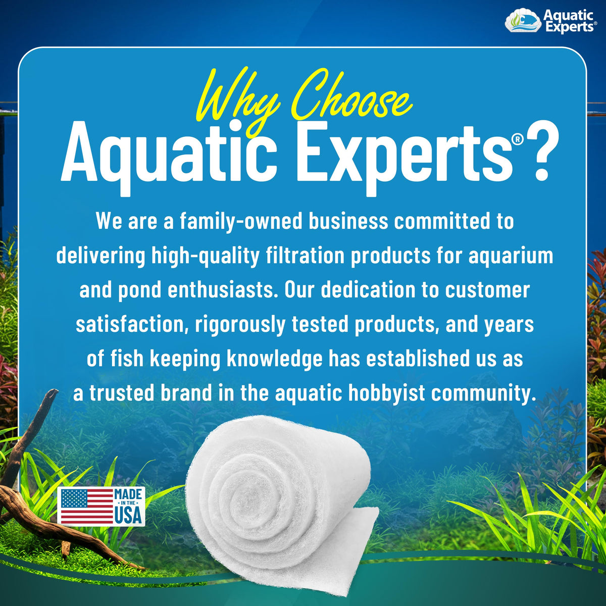 Aquarium Filter Floss for Fish Tank Filters (12 Inch Wide x 12 Feet Long)