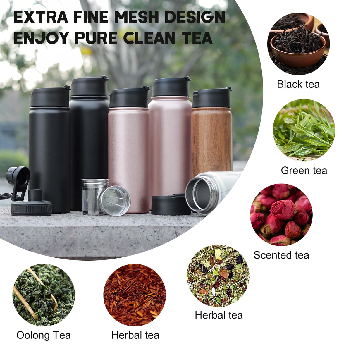 Infuser Water Bottle with Removable Strainer for loose leaf Tea 18 (Rosegold / 32 Ounces)