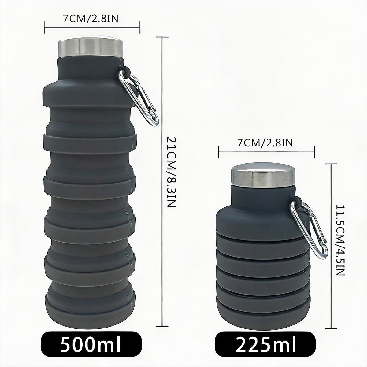 Collapsible Water Bottle 17oz（500ml） (Retractable / Blue)