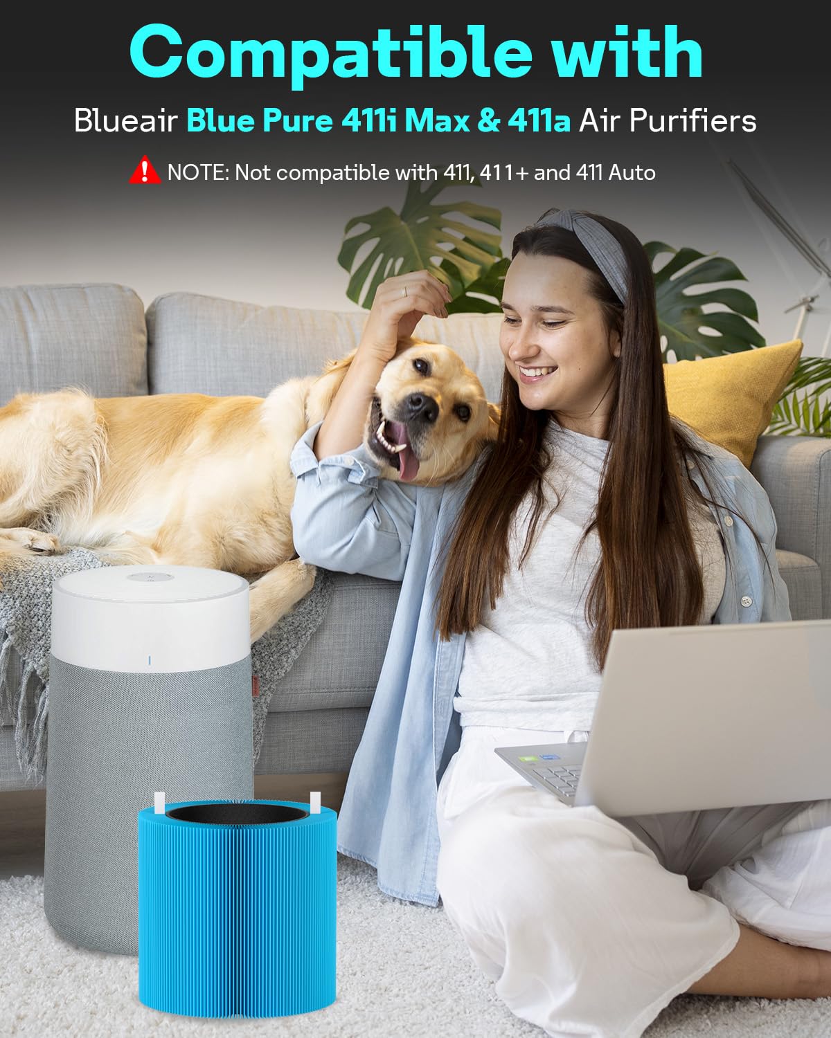 411i & 411a Max AllergenBlock Filter for Blue Pure 411i & 411a Max Purifier (Blue / 2 Pack)