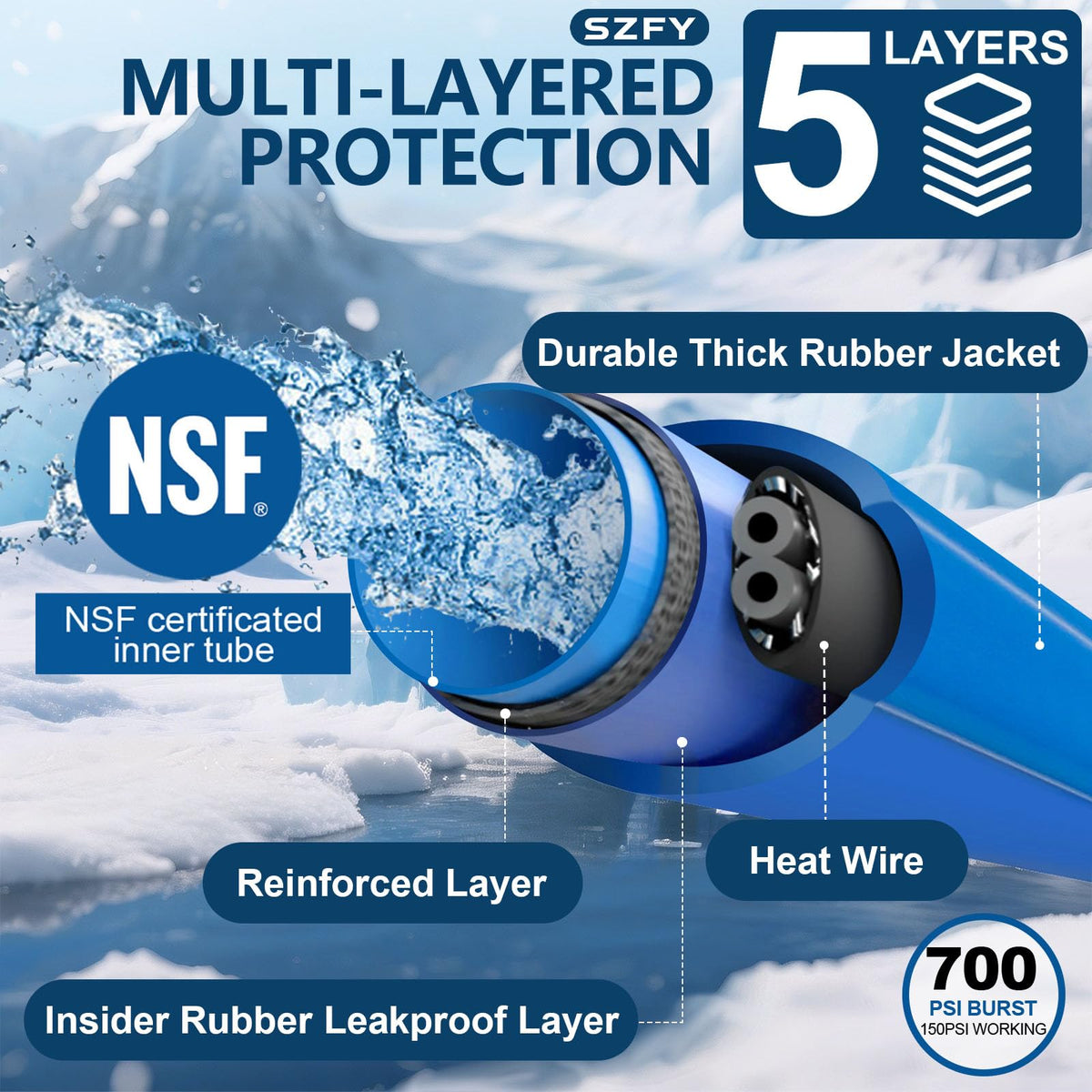 75FTHeated Water Hose for RV (75FT)