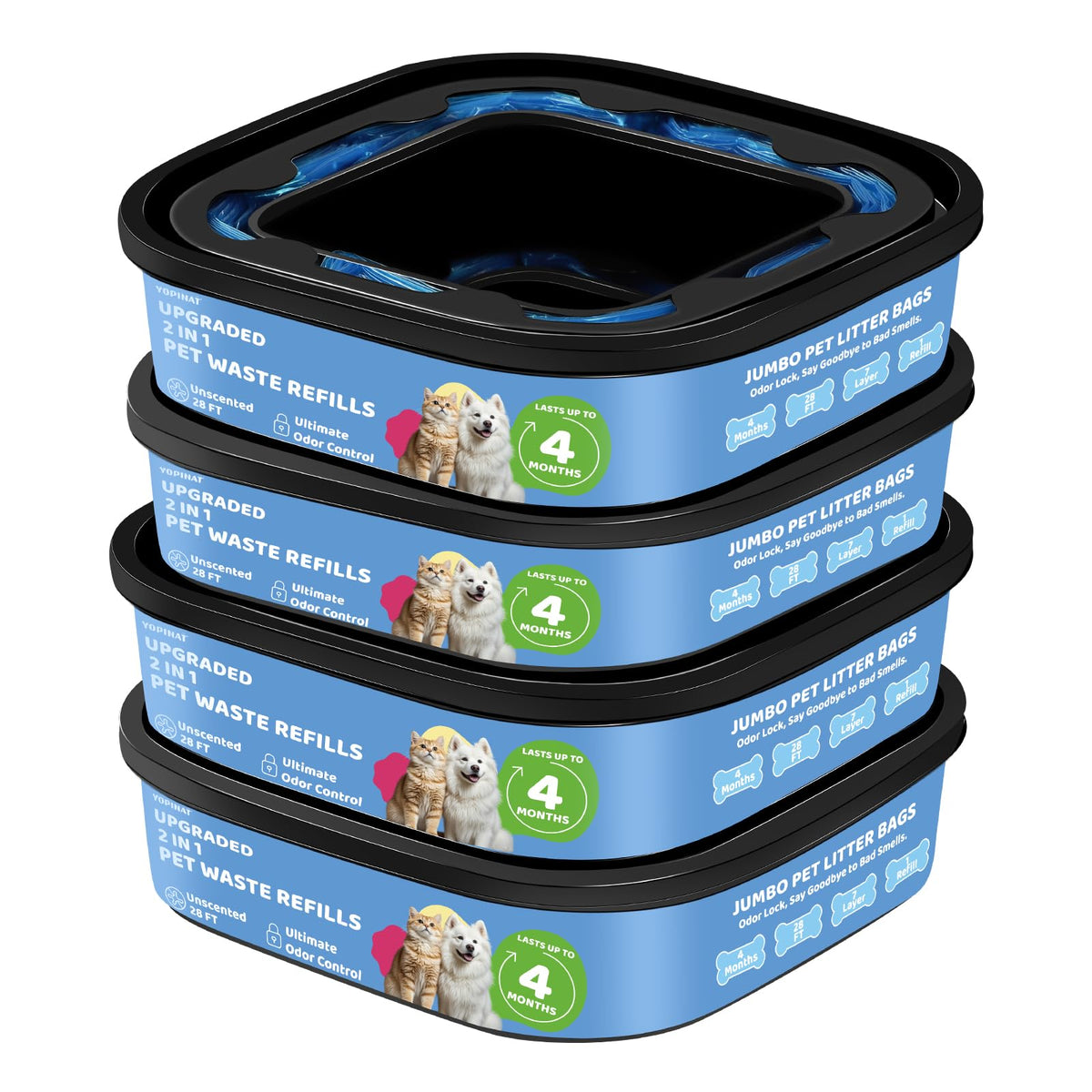 2 in 1 Genie Refill Bags for Dog Cat 4 Pack (1 Count (Pack of 4))