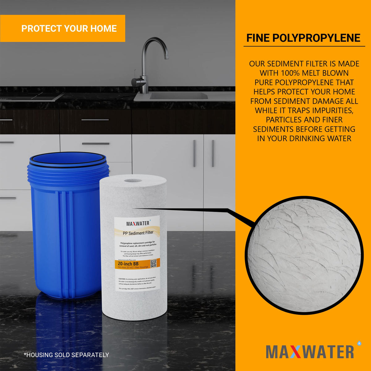 10" x 4.5" Whole House Sediment Filter Cartridge Replacement (1 Micron / 1)