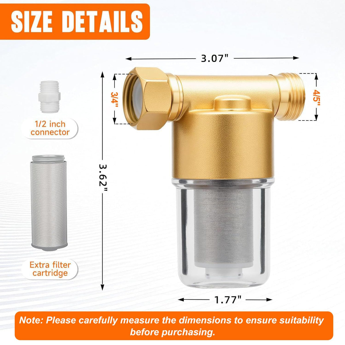40 Micron Brass Sediment Filter (Brass)