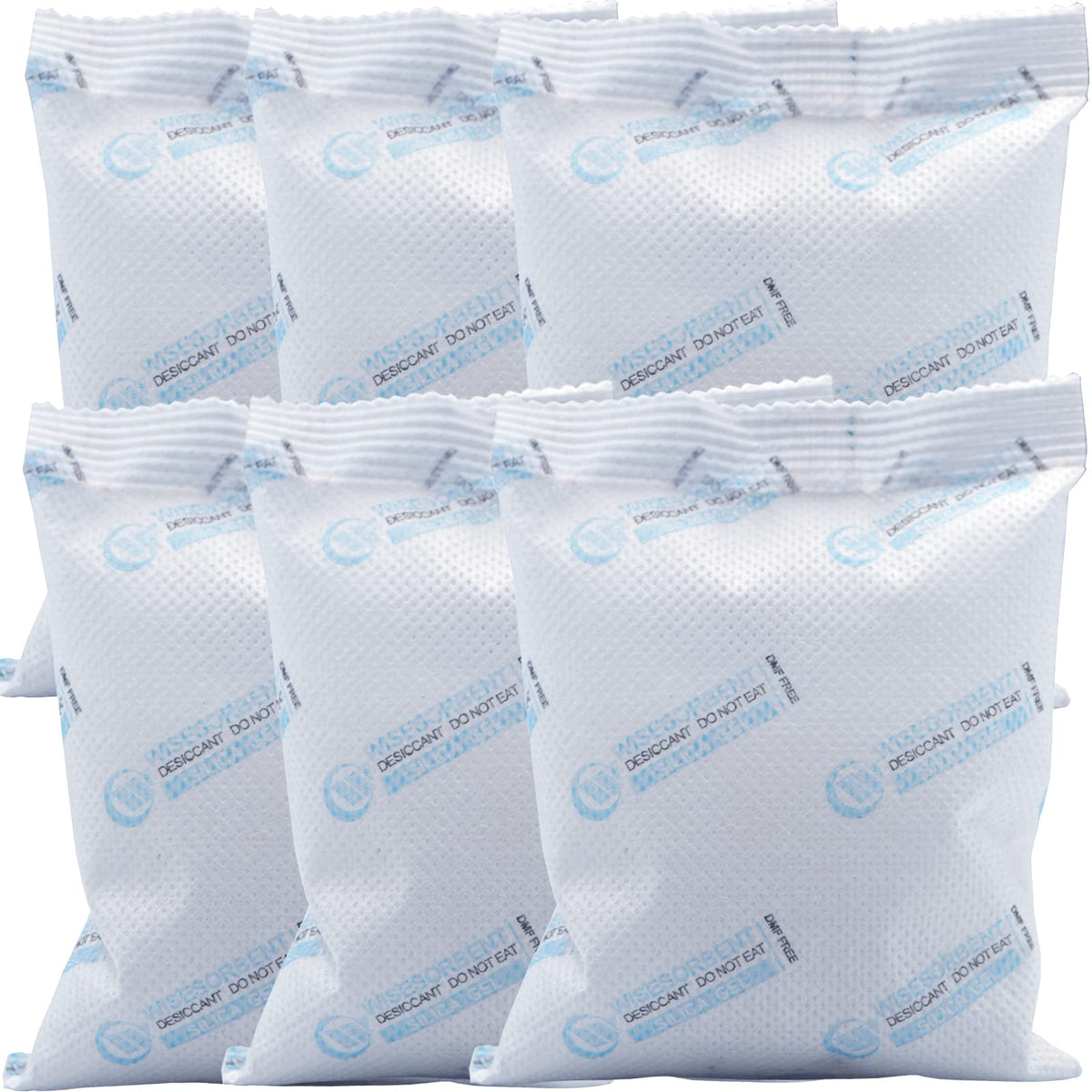 6Pcs 100 Gram Silica Gel Packets (6 PACK / 100 Gram-White)