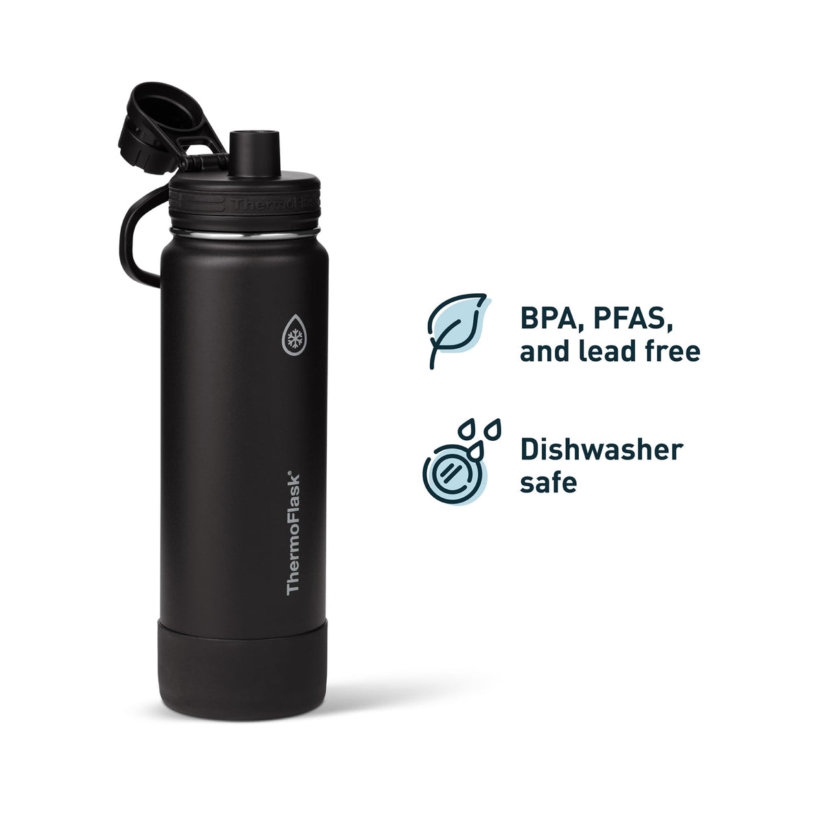 Insulated Water Bottle with Spout Lid (Black / 24 Ounces)