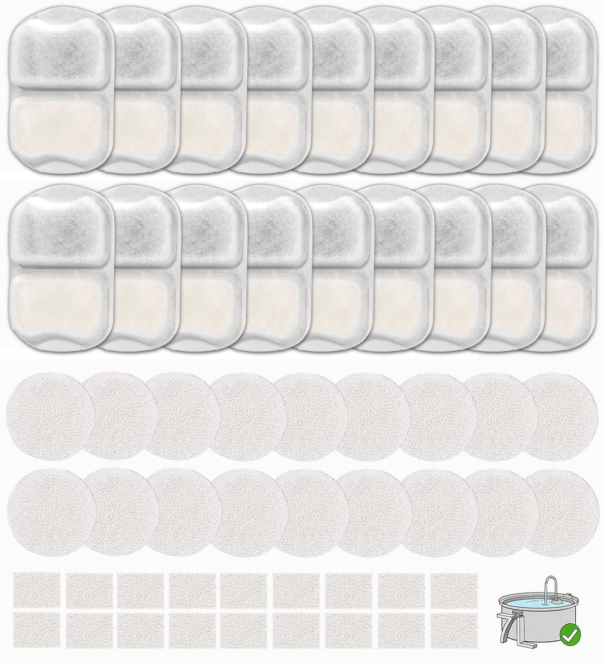 18 Sets Pet Water Fountain Filter Replacement Compatible with Oneisall PWF