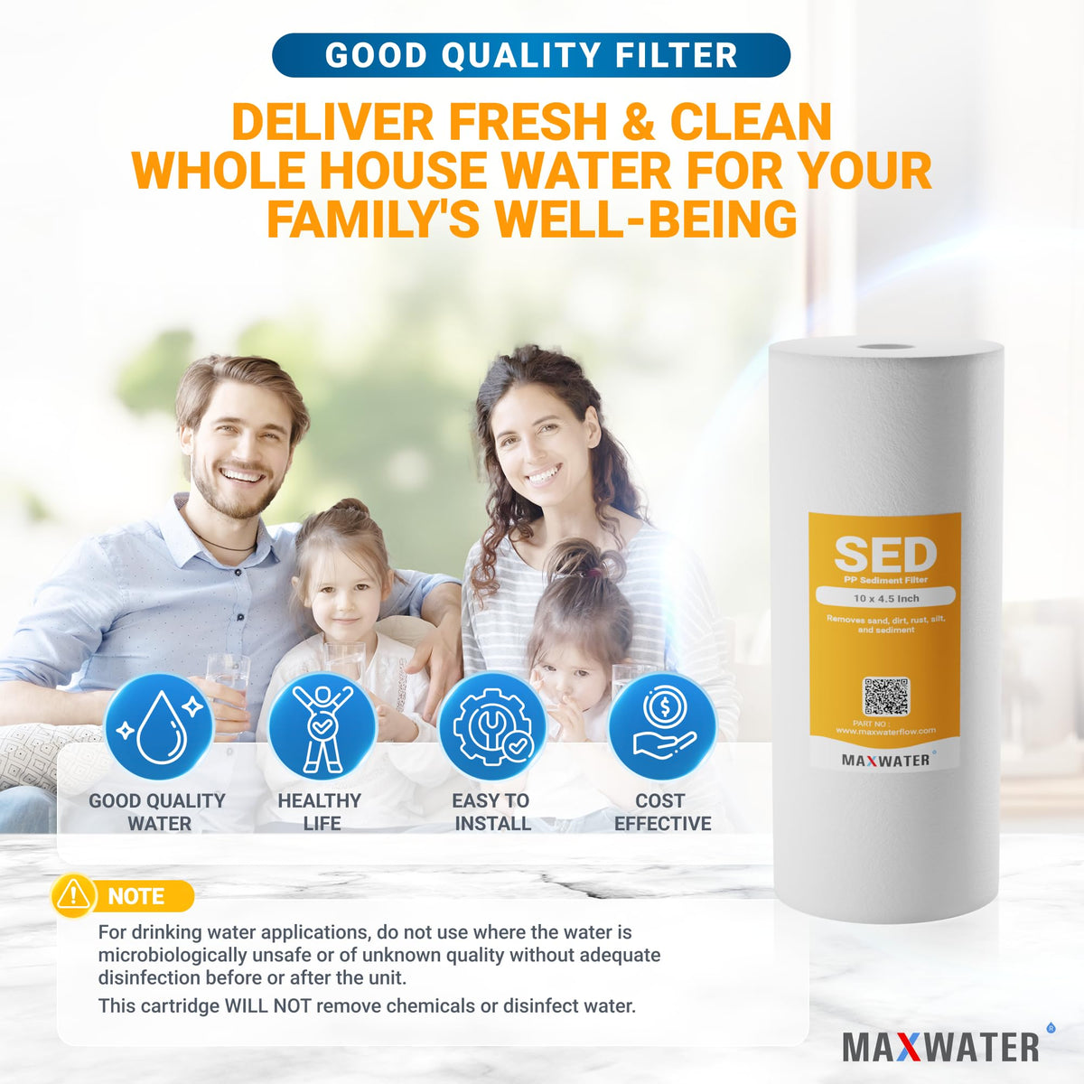 1 Micron 10 x 4.5 Whole House Sediment Filter Cartridge for Whole House Water Filter Replacement Compatible with DGD (1 Micron / 4)