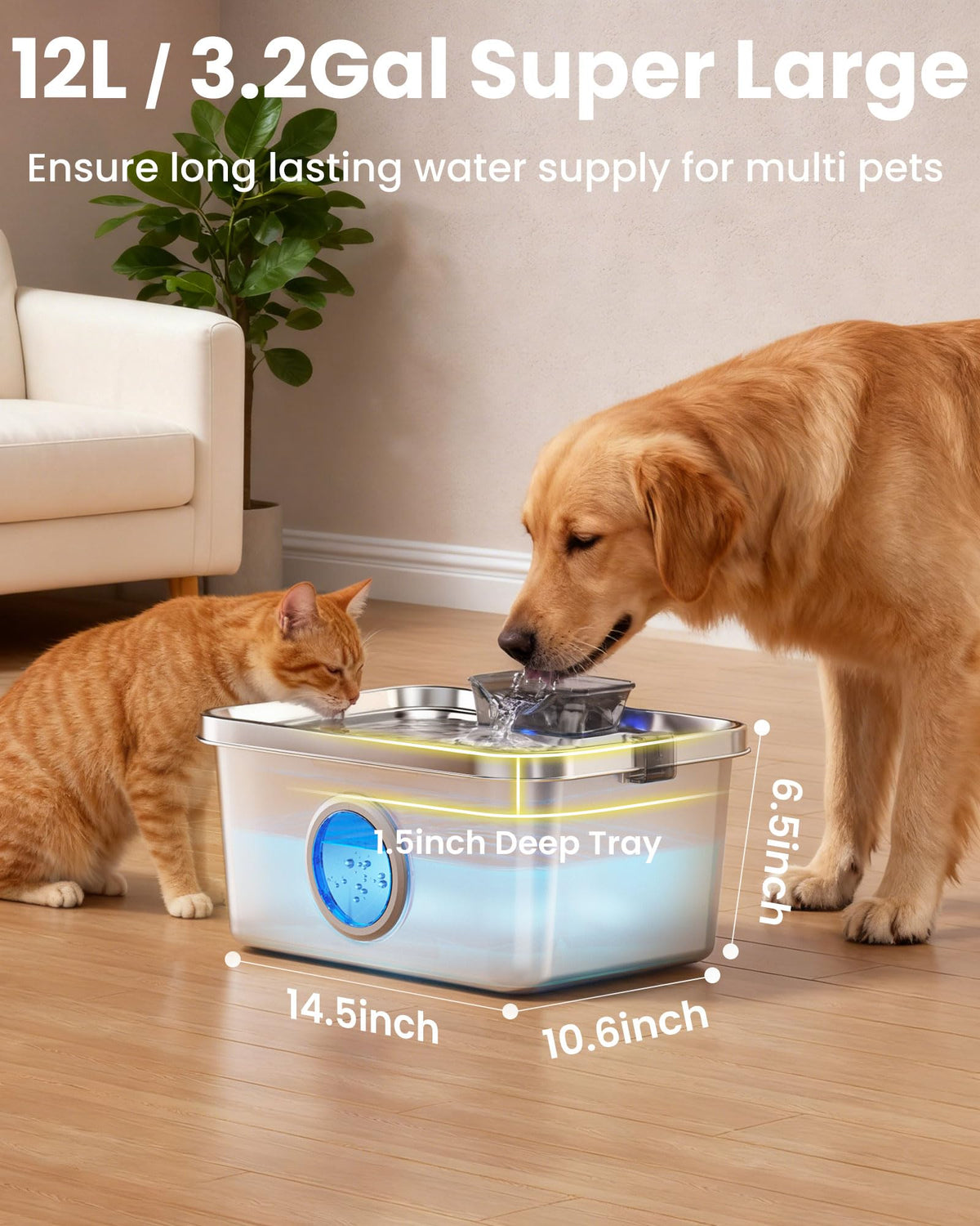 12L Dog Water Fountain