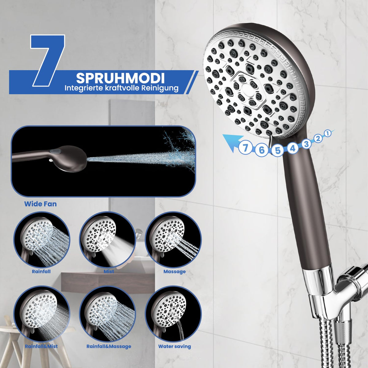 Shower Head with Handheld (Gray)